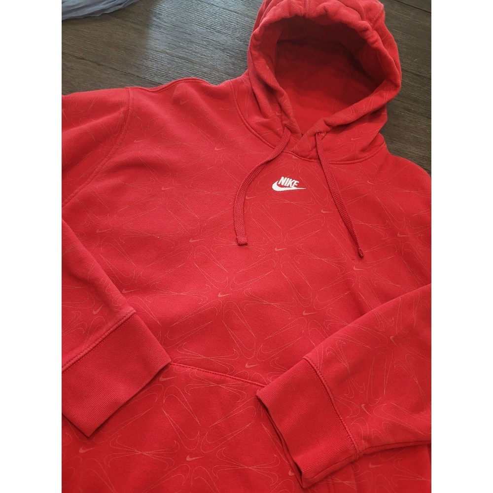Vintage Nike Center Swoosh Check All Over PRINT Sweatshirt Hoodie Red Size 2XL - Picture 9 of 9